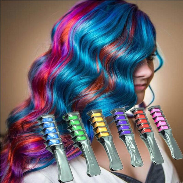 TEMPORARY COLORING HAIR DYE COMBING KIT (6PCS)