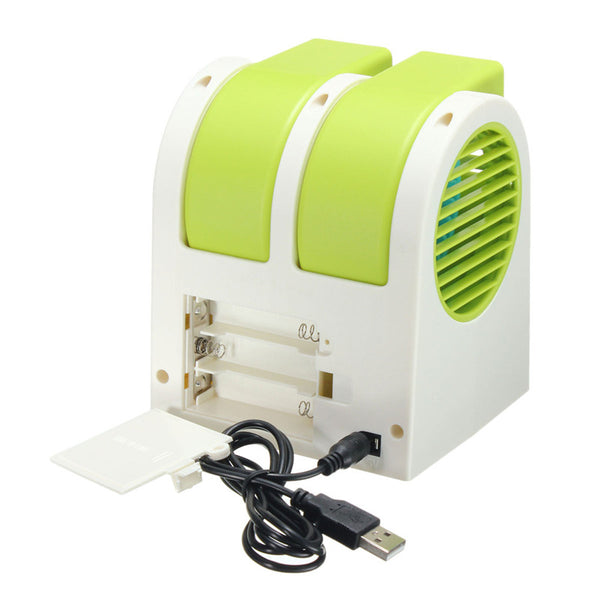 Portable Mini ABS Fan Cooling Desktop PC Dual Bladeless Air Conditioner