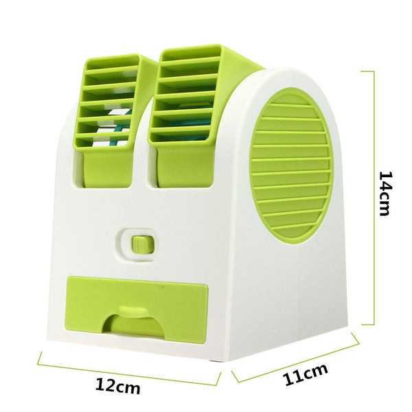 Portable Mini ABS Fan Cooling Desktop PC Dual Bladeless Air Conditioner