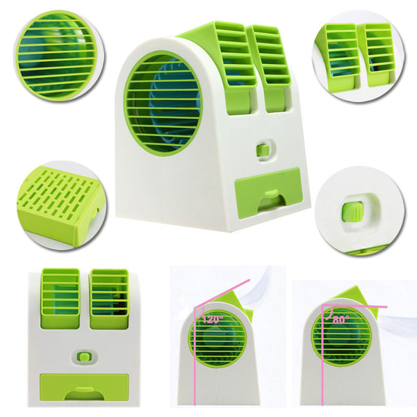 Portable Mini ABS Fan Cooling Desktop PC Dual Bladeless Air Conditioner