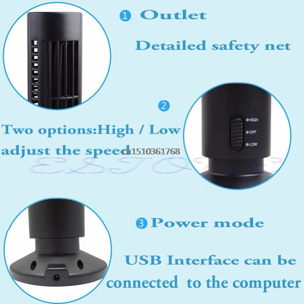 Portable USB Cooling Bladeless Air Conditioner Mini Cooling Cool Desk Tower Fan