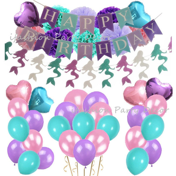 Super Lavender Mermaid Party Decorations Sets