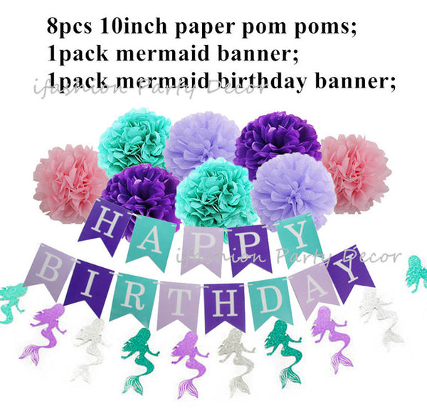 Super Lavender Mermaid Party Decorations Sets