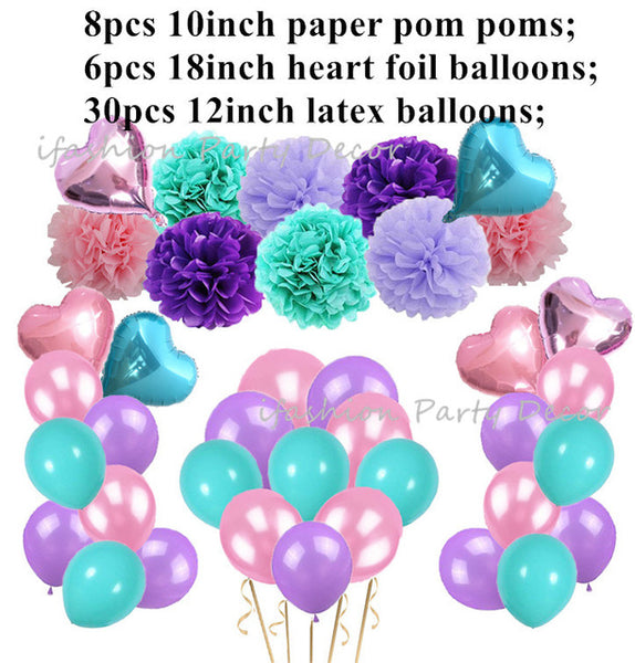 Super Lavender Mermaid Party Decorations Sets