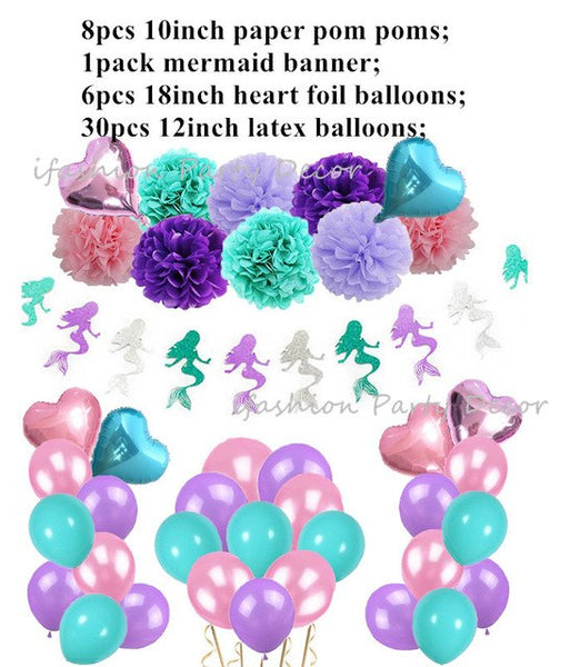 Super Lavender Mermaid Party Decorations Sets