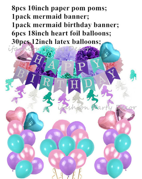 Super Lavender Mermaid Party Decorations Sets