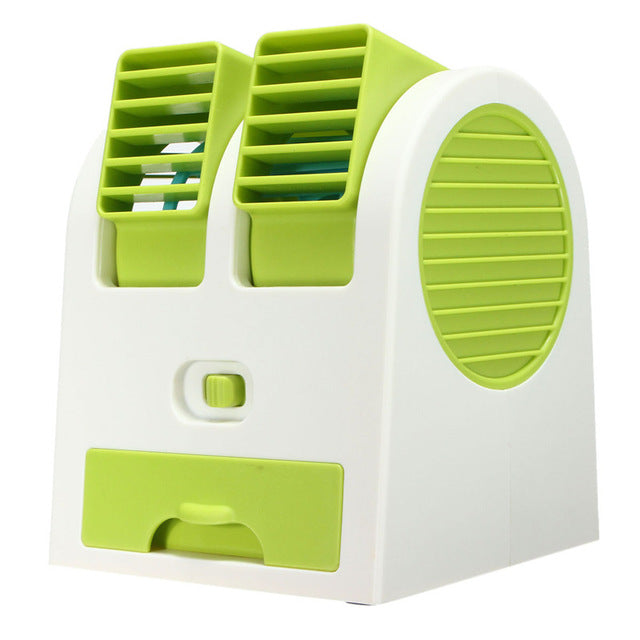 Portable Mini ABS Fan Cooling Desktop PC Dual Bladeless Air Conditioner