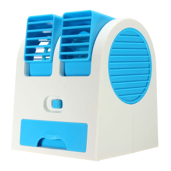 Portable Mini ABS Fan Cooling Desktop PC Dual Bladeless Air Conditioner