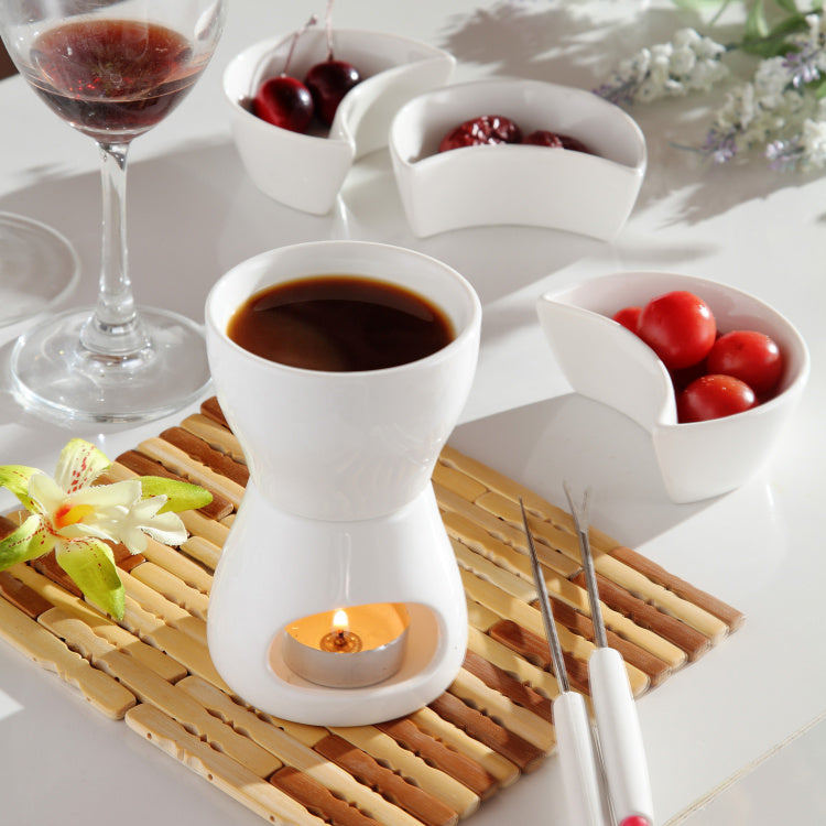 CERAMIC CHOCOLATE FONDUE ICE CREAM POT SET