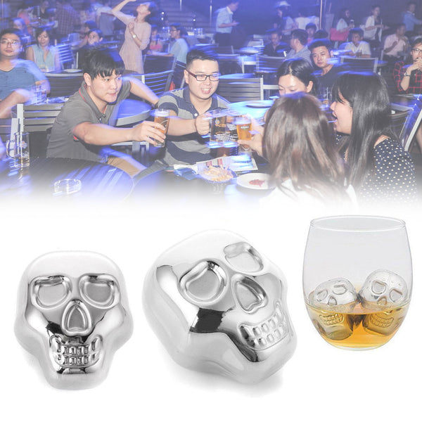 Stainless Steel Skull Ice Cube Cooler Wine For Bar Cooling Whiskey Stone