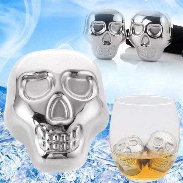 Stainless Steel Skull Ice Cube Cooler Wine For Bar Cooling Whiskey Stone