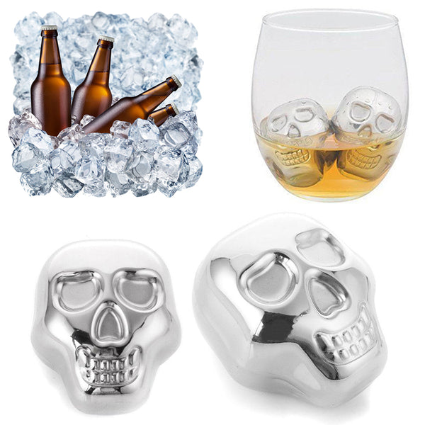 Stainless Steel Skull Ice Cube Cooler Wine For Bar Cooling Whiskey Stone