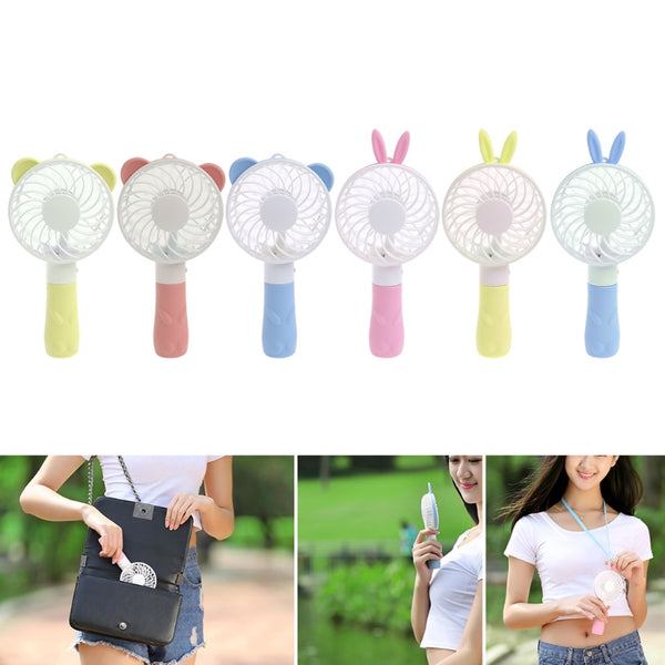 Portable Hand Fan Battery Operated USB Power Handheld Mini Fan Cooler with Strap