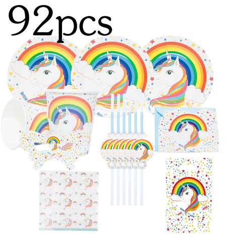 (92pcs) 12 Person Enchanted Ultra Unicorn Birthday Party Kit