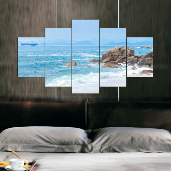 Modern Painting of Sea Beach with Coo Ocean Breeze