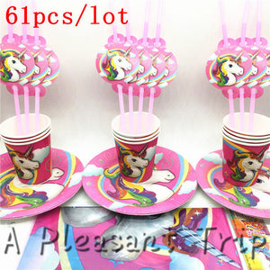 (61pcs) 20 person Unicorn Tableware set