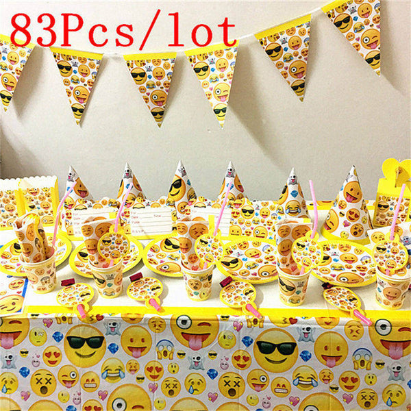 (83pcs) 10 Person Emoji Birthday Party Kit