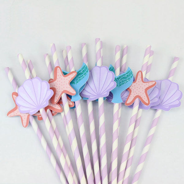 21 pcs Festive Decorative Mermaids Straws