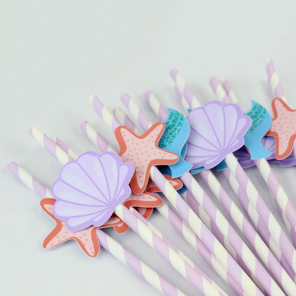 21 pcs Festive Decorative Mermaids Straws