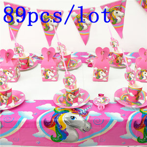(89PCS) 10 Person Shocking Unicorn Birthday Party Set with FREE unicorn cake recipe